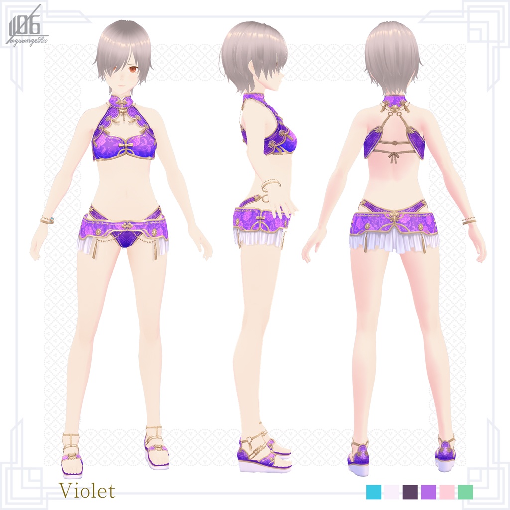 新色4色追加☆★L6チャイナ水着2022★☆8/4全面リニューアル!ボディスーツ使用【VroidStudio正式版用衣装テクスチャ】