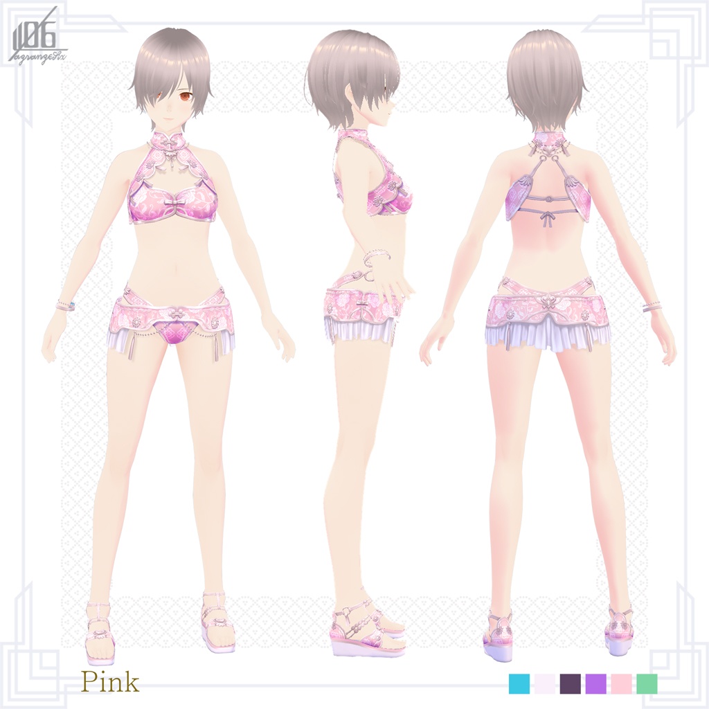 新色4色追加☆★L6チャイナ水着2022★☆8/4全面リニューアル!ボディスーツ使用【VroidStudio正式版用衣装テクスチャ】