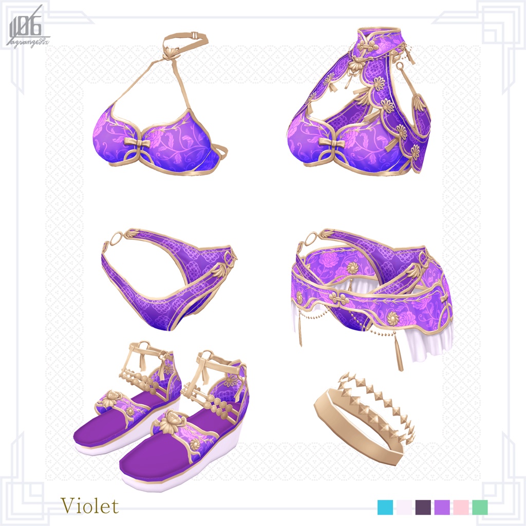 新色4色追加☆★L6チャイナ水着2022★☆8/4全面リニューアル!ボディスーツ使用【VroidStudio正式版用衣装テクスチャ】