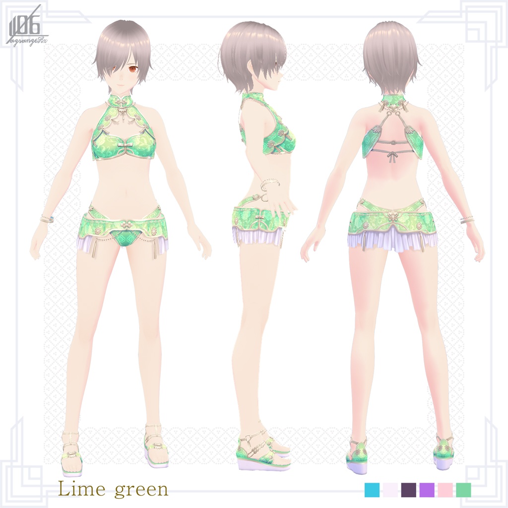 新色4色追加☆★L6チャイナ水着2022★☆8/4全面リニューアル!ボディスーツ使用【VroidStudio正式版用衣装テクスチャ】