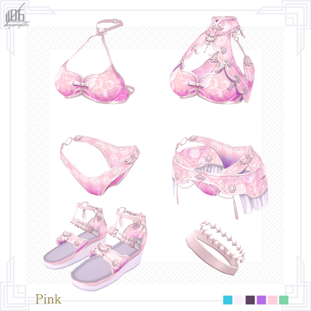 新色4色追加☆★L6チャイナ水着2022★☆8/4全面リニューアル!ボディスーツ使用【VroidStudio正式版用衣装テクスチャ】