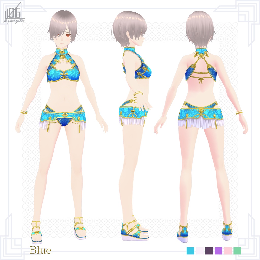 新色4色追加☆★L6チャイナ水着2022★☆8/4全面リニューアル!ボディスーツ使用【VroidStudio正式版用衣装テクスチャ】