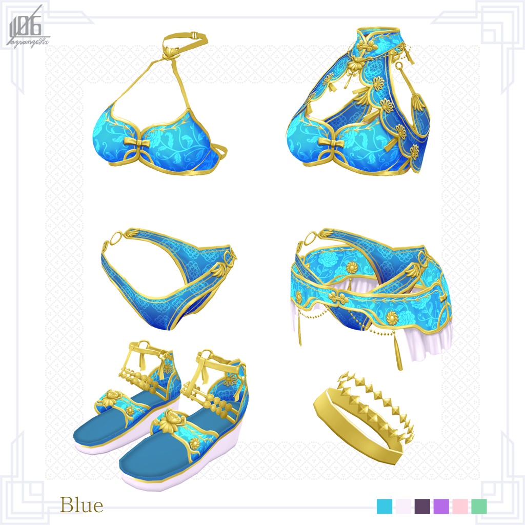 新色4色追加☆★L6チャイナ水着2022★☆8/4全面リニューアル!ボディスーツ使用【VroidStudio正式版用衣装テクスチャ】