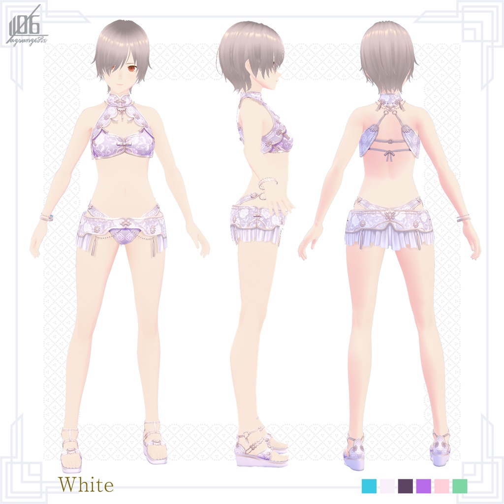 新色4色追加☆★L6チャイナ水着2022★☆8/4全面リニューアル!ボディスーツ使用【VroidStudio正式版用衣装テクスチャ】