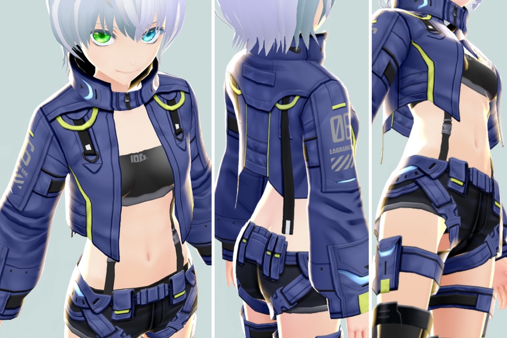 VRoid正式版対応済み☆★L6サイバージャケットセットVer.1.0.1★☆試着テクスチャ有【VroidStudio正式版用衣装テクスチャ】