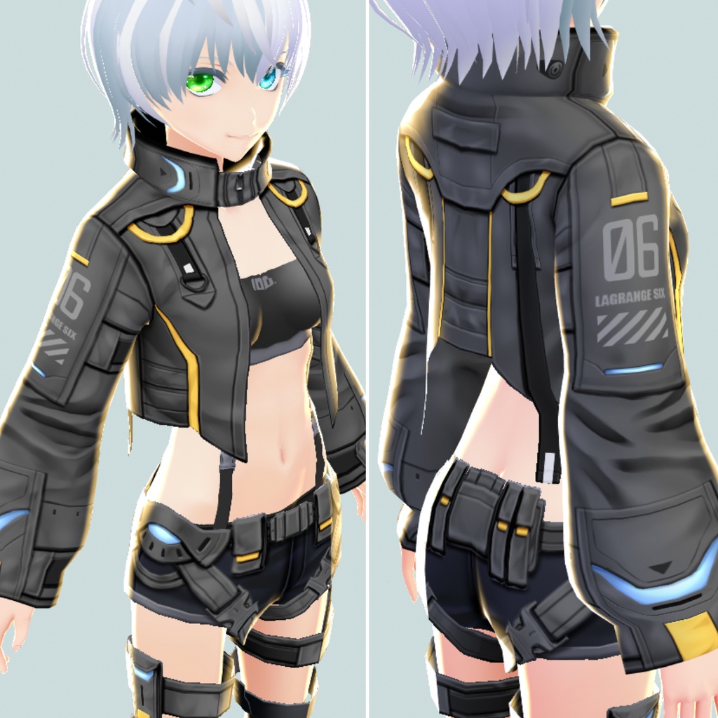 VRoid正式版対応済み☆★L6サイバージャケットセットVer.1.0.1★☆試着テクスチャ有【VroidStudio正式版用衣装テクスチャ】