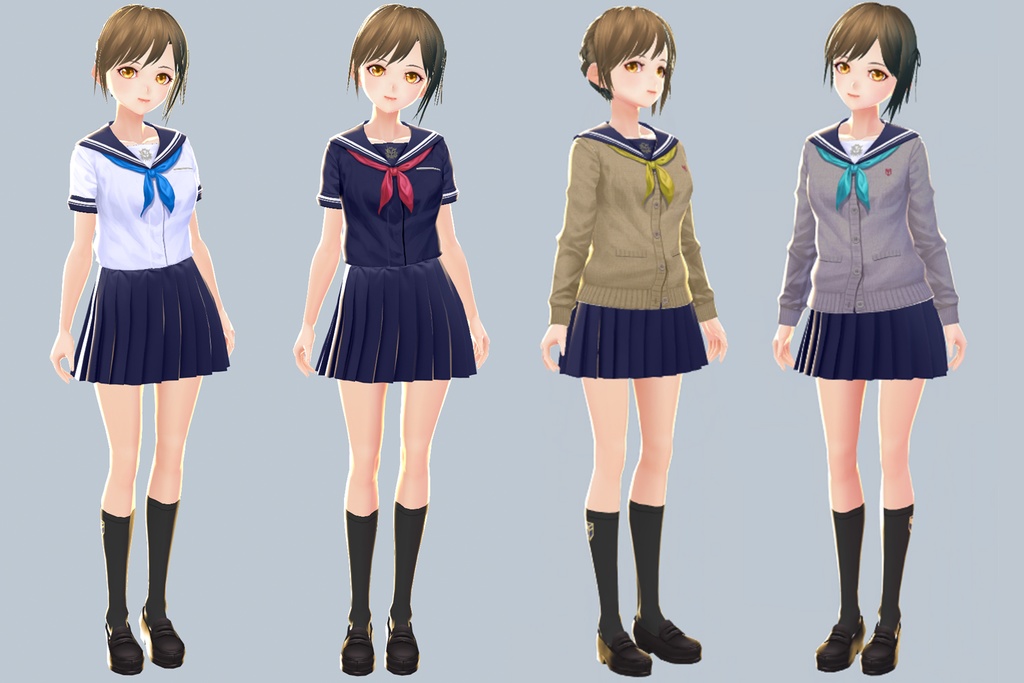 VRoid正式版対応☆★L6セーラー服セット★☆無料サンプル有【VroidStudio正式版用テクスチャ】