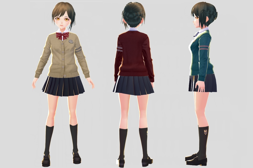 VRoid正式版対応☆★L6スクールカーディガンセットVer.1.0全8色★☆無料サンプル有【VroidStudio正式版、β版両対応テクスチャ】