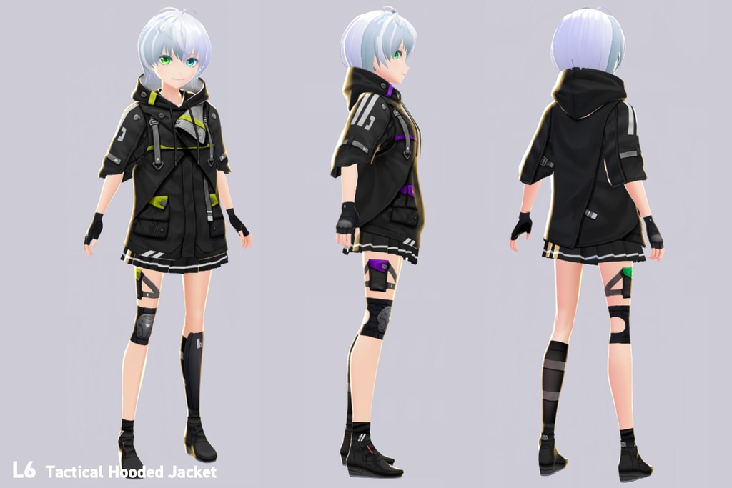 VRoid正式版対応済☆★L6 Tactical Hooded Jacket★☆試着有【VroidStudio正式版用衣装テクスチャ】