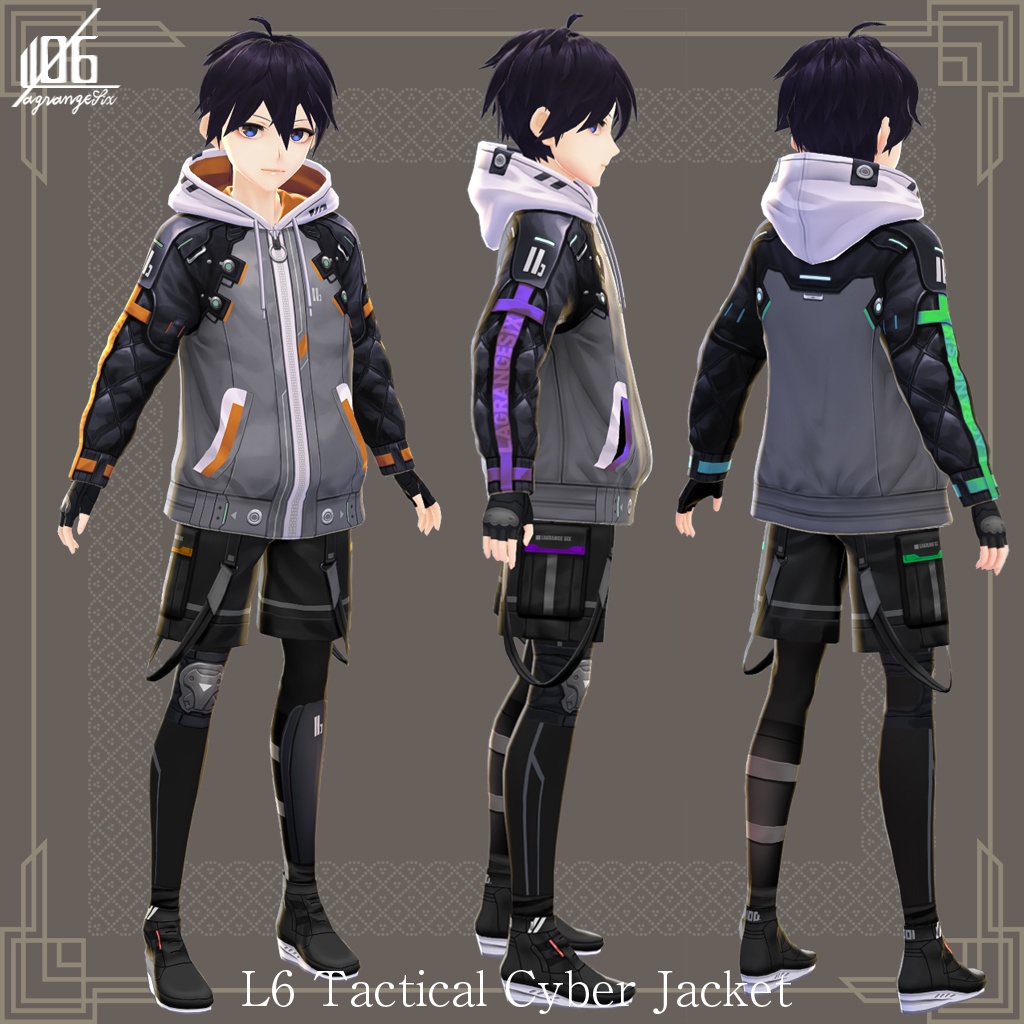 VRoid正式版対応済☆★L6 Tactical Cyber Jacket PS(カラー×7+発光有り)★☆試着有【VroidStudio正式版用衣装テクスチャ】