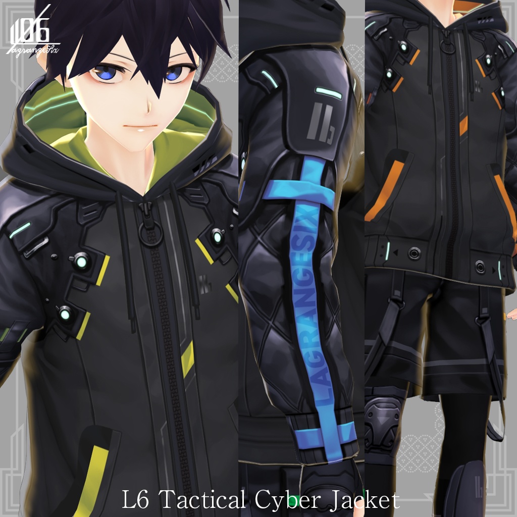 VRoid正式版対応済☆★L6 Tactical Cyber Jacket PS(カラー×7+発光有り)★☆試着有【VroidStudio正式版用衣装テクスチャ】