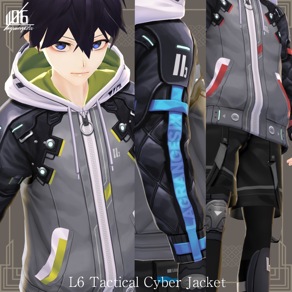 VRoid正式版対応済☆★L6 Tactical Cyber Jacket PS（カラー×7+発光有り）★☆試着有【VroidStudio正式版用衣装テクスチャ】