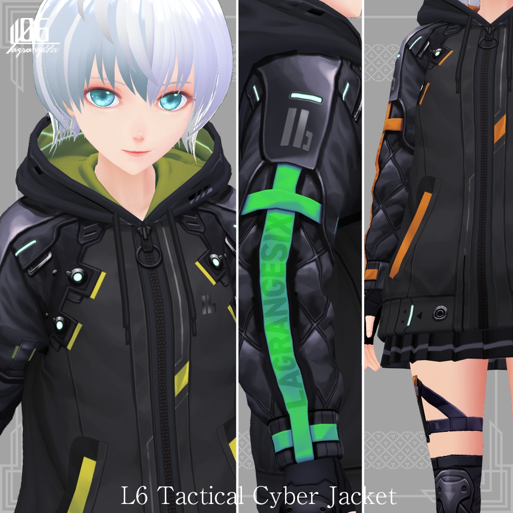VRoid正式版対応済☆★L6 Tactical Cyber Jacket SS+発光有り★☆試着有【VroidStudio正式版用衣装テクスチャ】