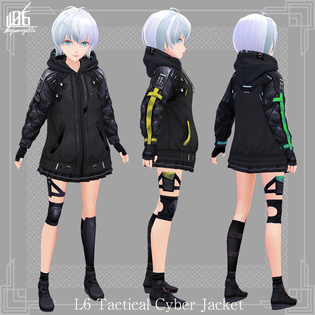 VRoid正式版対応済☆★L6 Tactical Cyber Jacket SS+発光有り★☆試着有【VroidStudio正式版用衣装テクスチャ】