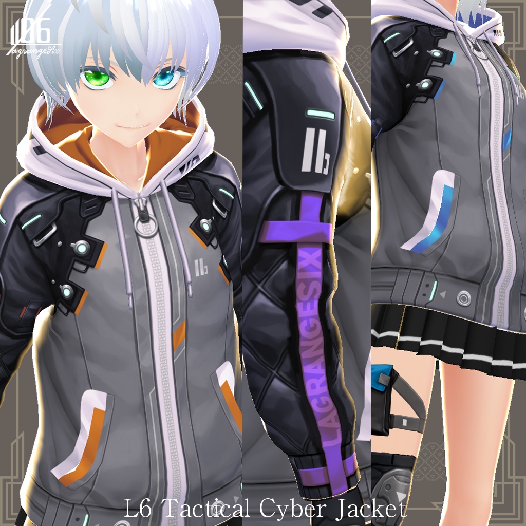 VRoid正式版対応済☆★L6 Tactical Cyber Jacket SS+発光有り★☆試着有【VroidStudio正式版用衣装テクスチャ】