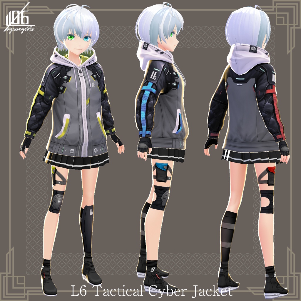 VRoid正式版対応済☆★L6 Tactical Cyber Jacket SS+発光有り★☆試着有【VroidStudio正式版用衣装テクスチャ】