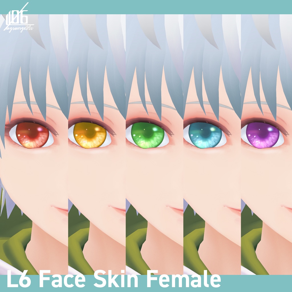 VRoid正式版対応済☆★L6 フェイススキン(女性用)瞳5色付/Face Skin Female +α★☆【VroidStudio texture】