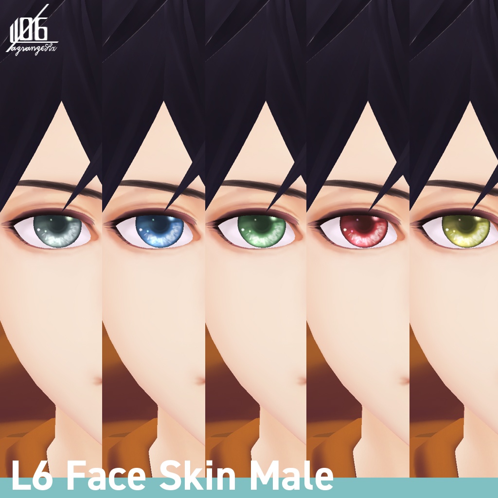 VRoid正式版対応済☆★L6 フェイススキン(男性用)瞳6色付/Face Skin Male +α★☆【VroidStudio texture「Face Skin」】