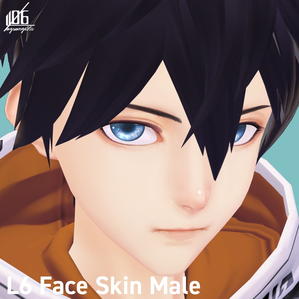 VRoid正式版対応済☆★L6 フェイススキン(男性用)瞳6色付/Face Skin Male +α★☆【VroidStudio texture「Face Skin」】