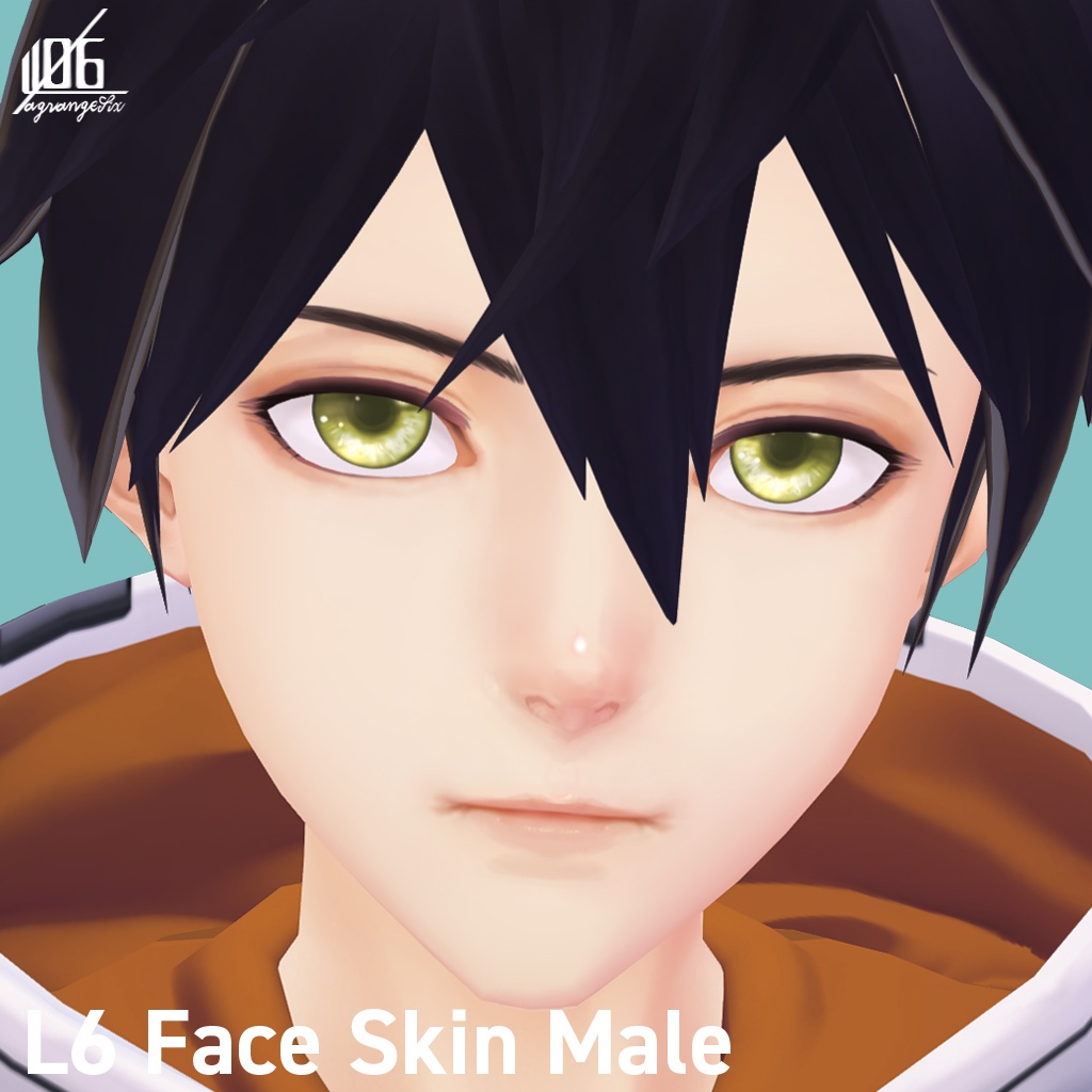 VRoid正式版対応済☆★L6 フェイススキン（男性用）瞳6色付/Face Skin Male +α★☆【VroidStudio texture「Face Skin」】