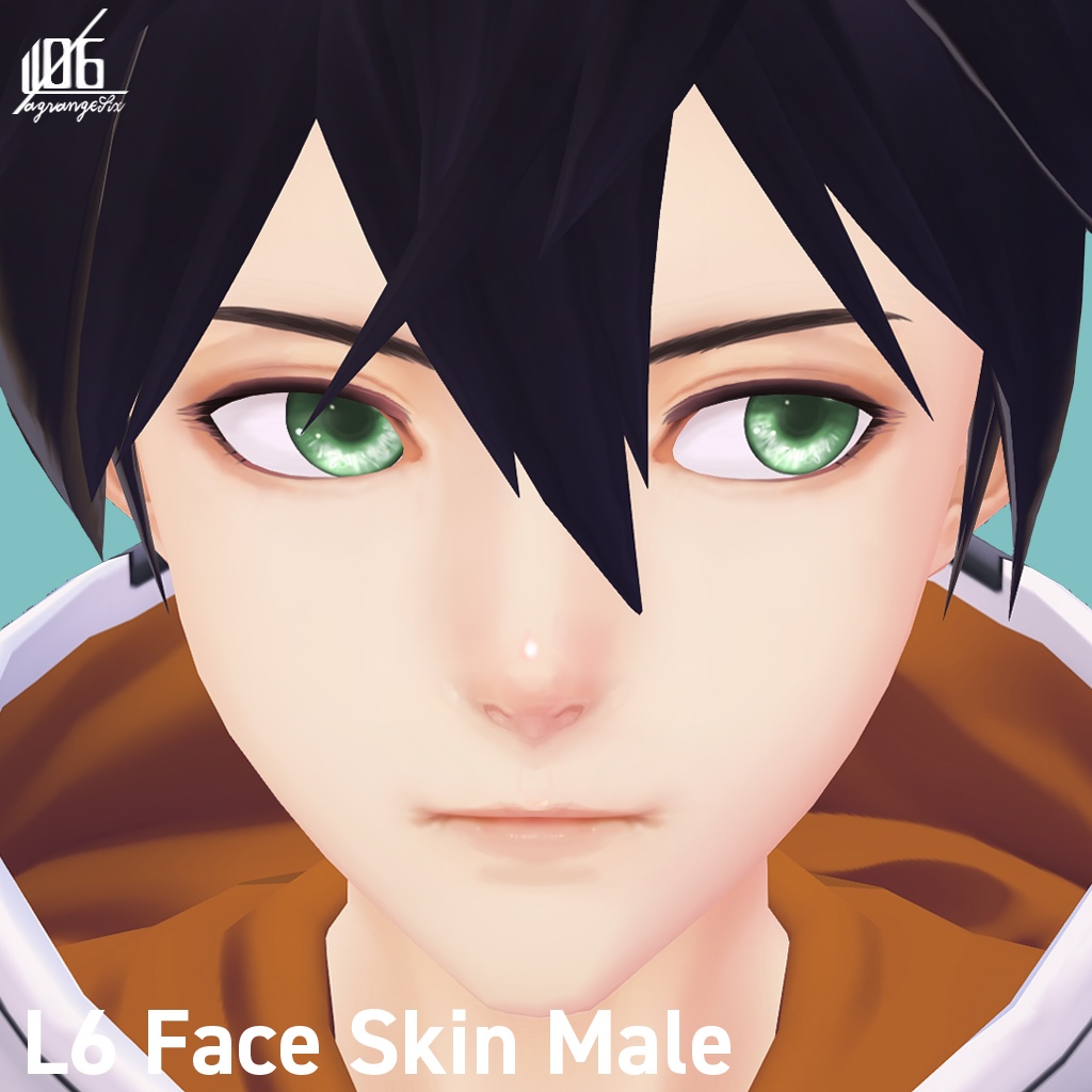 VRoid正式版対応済☆★L6 フェイススキン(男性用)瞳6色付/Face Skin Male +α★☆【VroidStudio texture「Face Skin」】