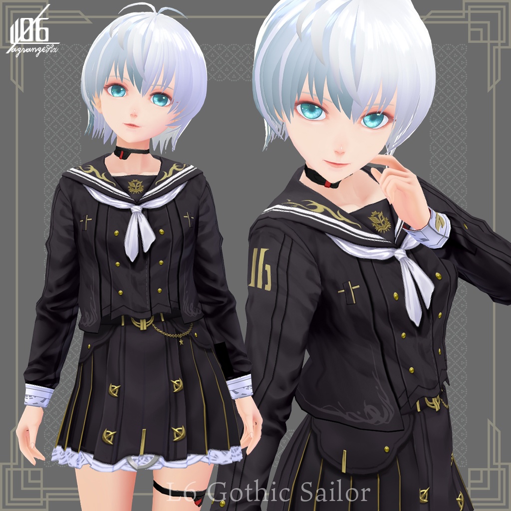 VRoid正式版対応済☆★L6 Gothic Sailor (Color×5)★☆試着有【VroidStudio正式版用衣装テクスチャ】