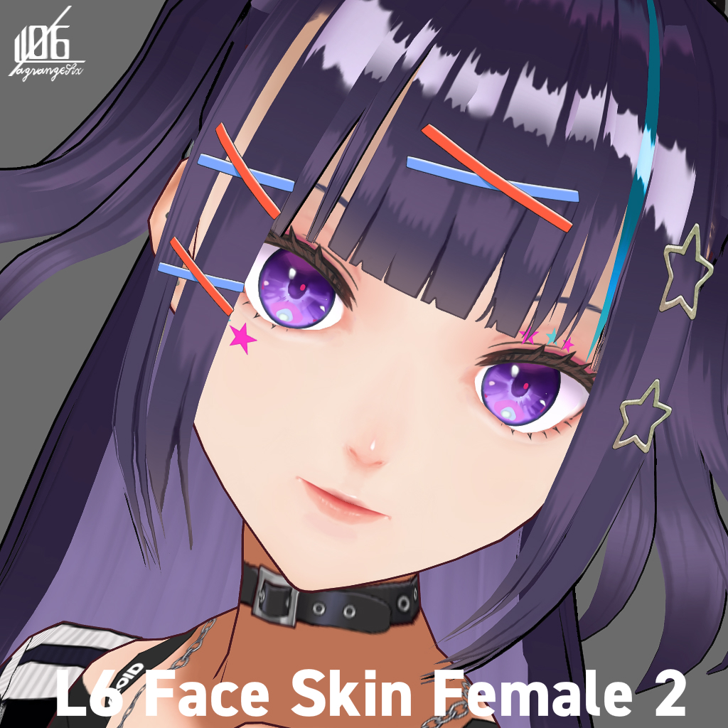11/11VRoid正式版対応済☆★L6 フェイススキン2（女性用）瞳5色付/Face Skin Female 2（normal+TanSkin）+α★☆【VroidStudio正式版texture】