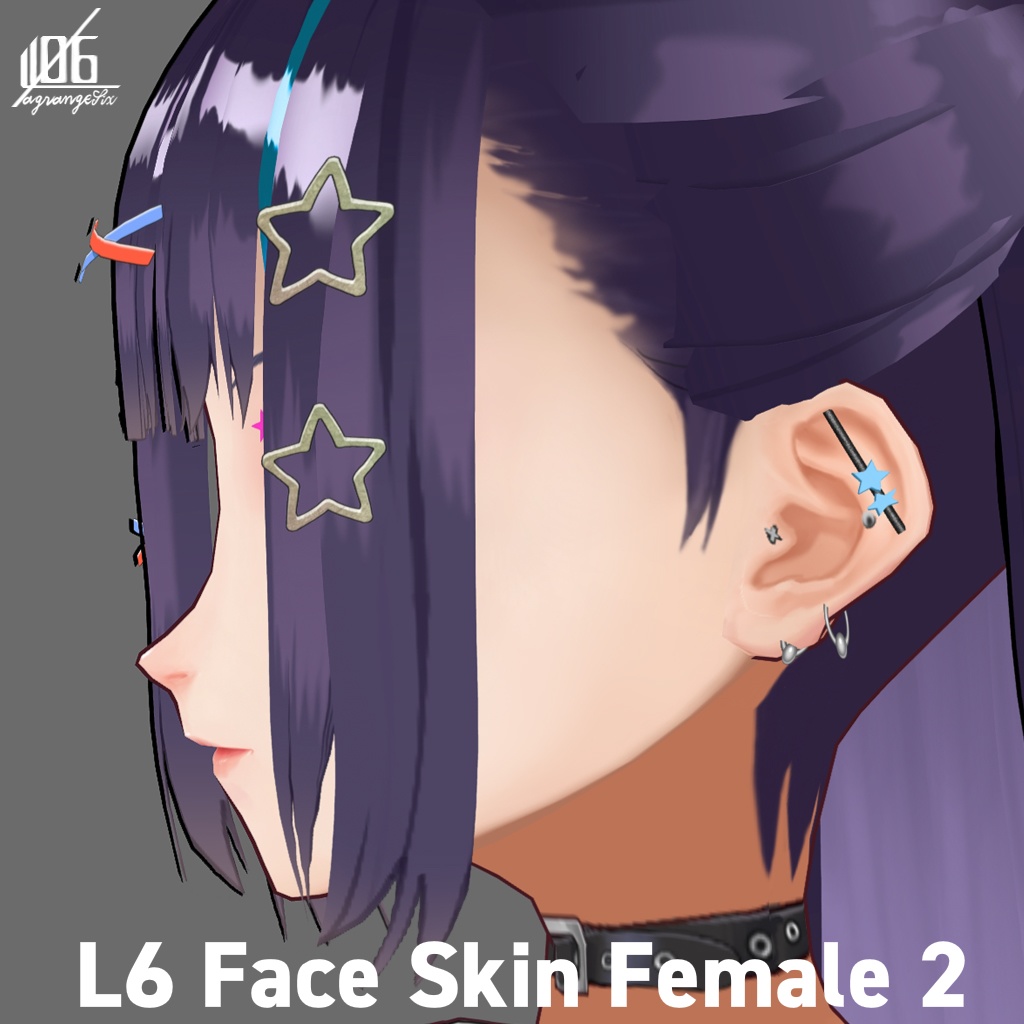11/11VRoid正式版対応済☆★L6 フェイススキン2(女性用)瞳5色付/Face Skin Female 2(normal+TanSkin)+α★☆【VroidStudio正式版texture】