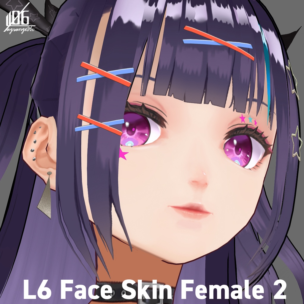 11/11VRoid正式版対応済☆★L6 フェイススキン2(女性用)瞳5色付/Face Skin Female 2(normal+TanSkin)+α★☆【VroidStudio正式版texture】