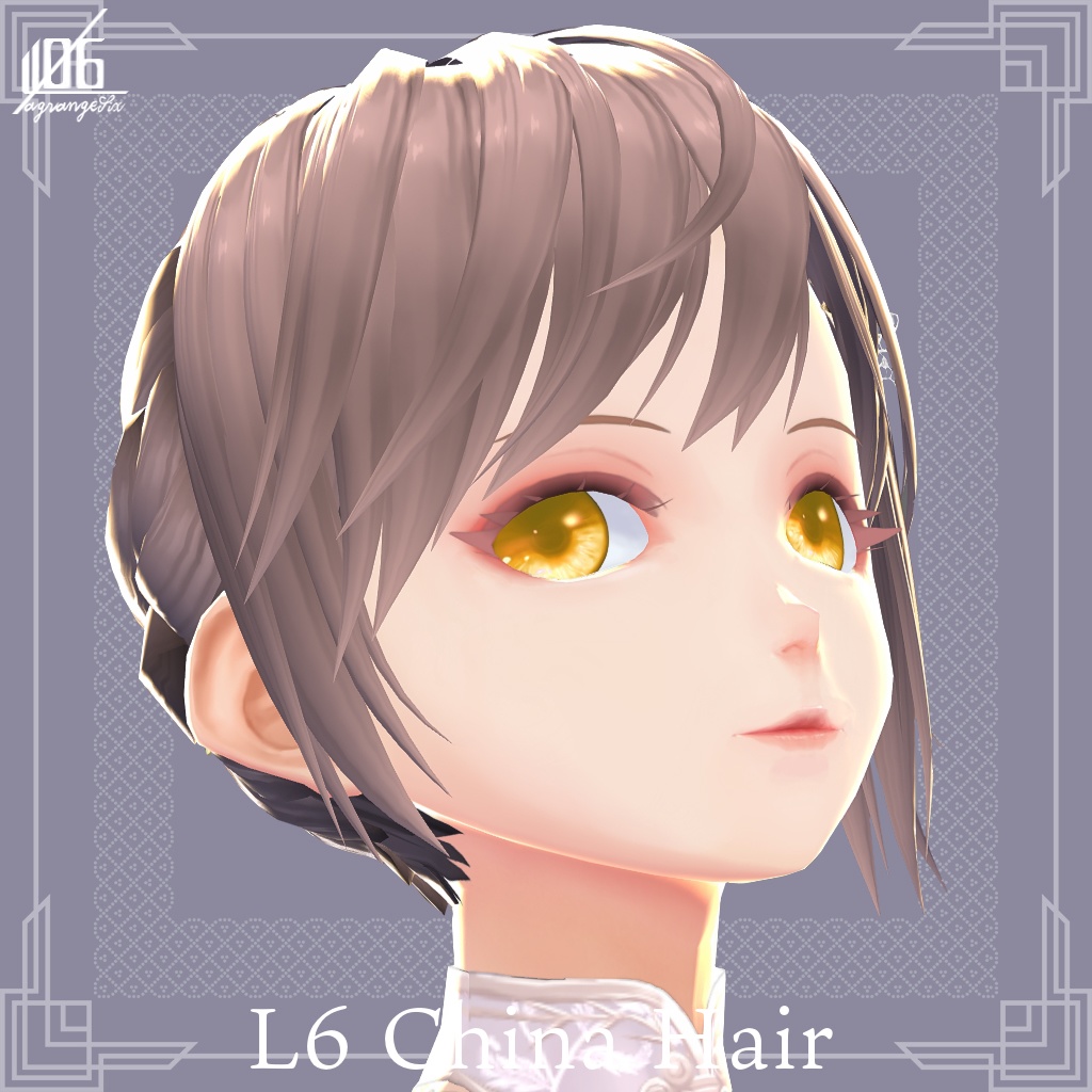 VRoid正式版対応済☆★L6 チャイナヘア+Eye texture×5★☆【VroidStudio HairPreset+α】