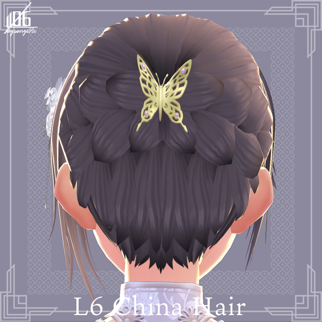 VRoid正式版対応済☆★L6 チャイナヘア+Eye texture×5★☆【VroidStudio HairPreset+α】
