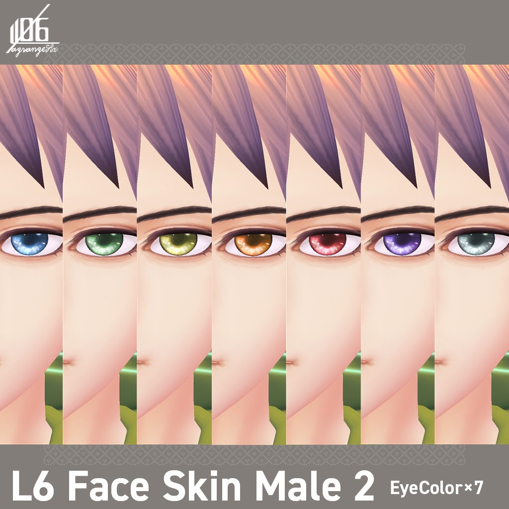 VRoid正式版対応済☆★L6 フェイススキン(男性用)2+瞳7色付/Face Skin Male2 +α★☆【VroidStudio texture「Face Skin」】