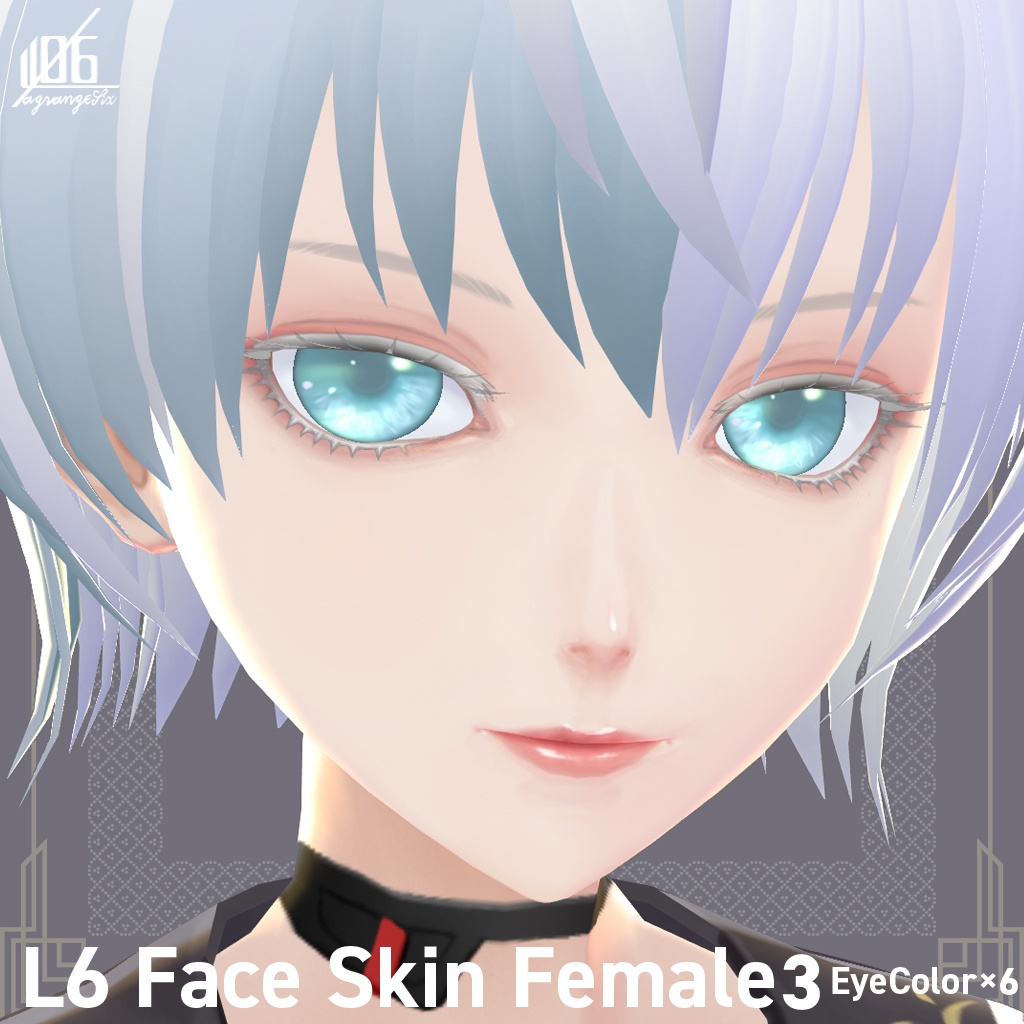VRoid正式版対応済☆★L6 フェイススキン3（女性用）瞳6色耳描写有/Face Skin Female 3+α★☆【VroidStudio texture「Face Skin」】
