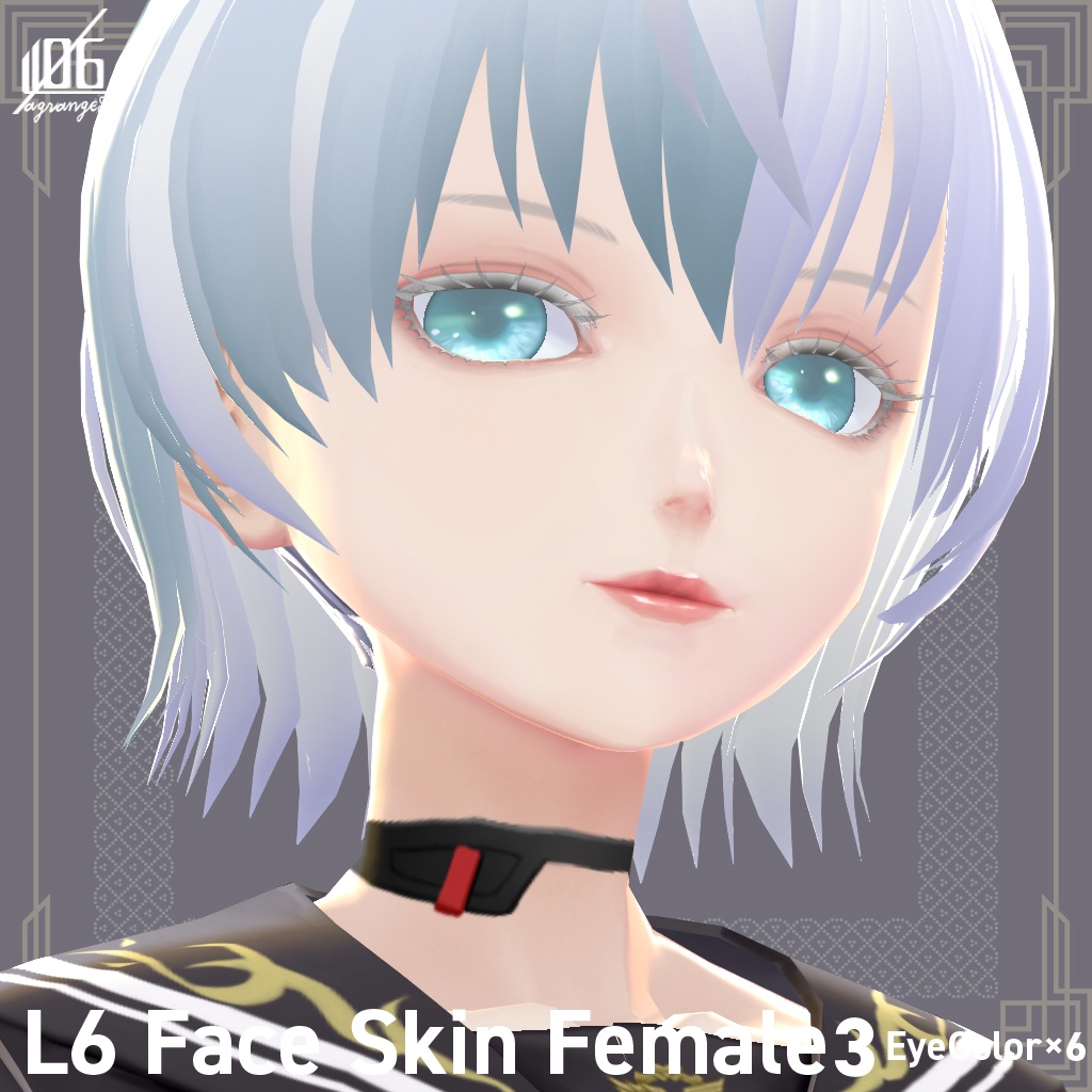 VRoid正式版対応済☆★L6 フェイススキン3(女性用)瞳6色耳描写有/Face Skin Female 3+α★☆【VroidStudio texture「Face Skin」】