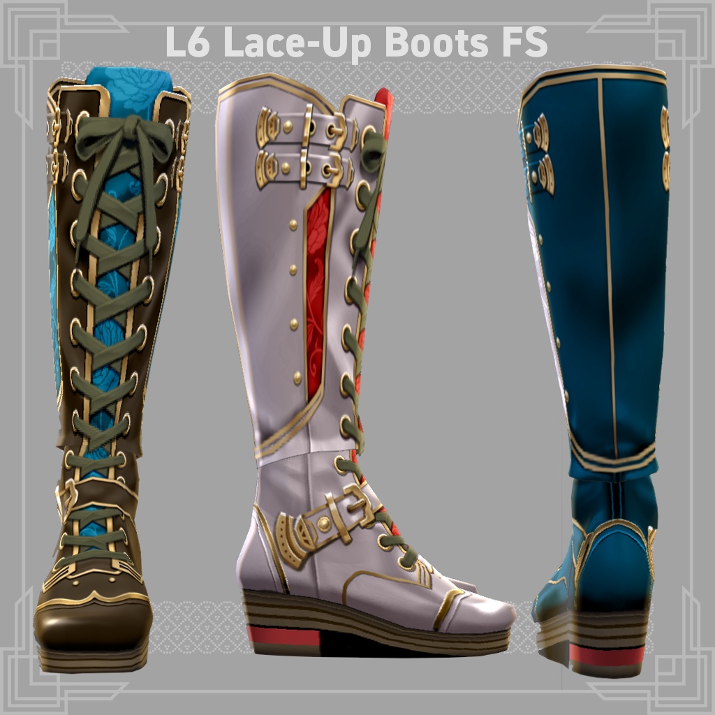 VRoid正式版対応☆★L6 Lace-Up Boots FS《全50種類/All 50 types》★☆試着有【VroidStudio正式版、β版両対応テクスチャ】