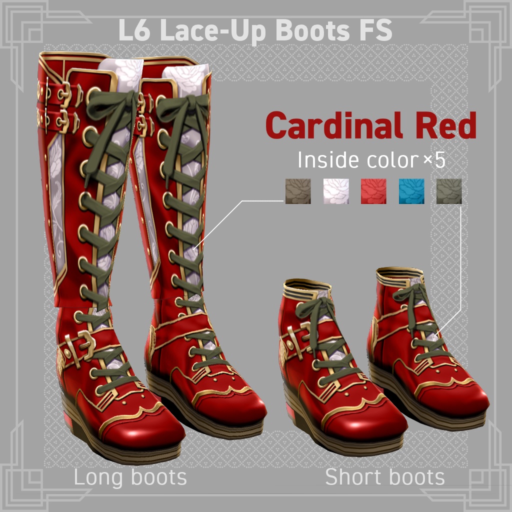 VRoid正式版対応☆★L6 Lace-Up Boots FS《全50種類/All 50 types》★☆試着有【VroidStudio正式版、β版両対応テクスチャ】