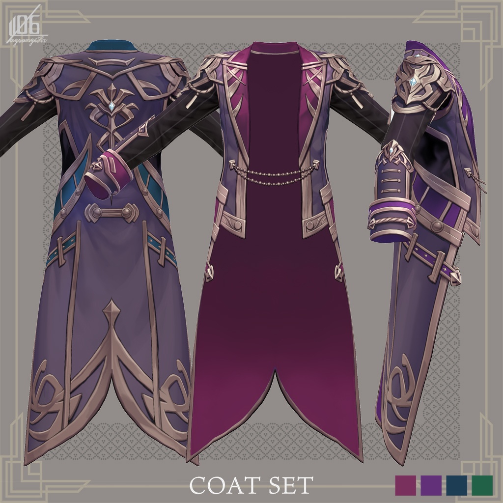 4/16グリーン追加☆★L6 knight costume ★☆(カラー×4+発光パーツ有り)【VroidStudio用正式版用衣装テクスチャ】