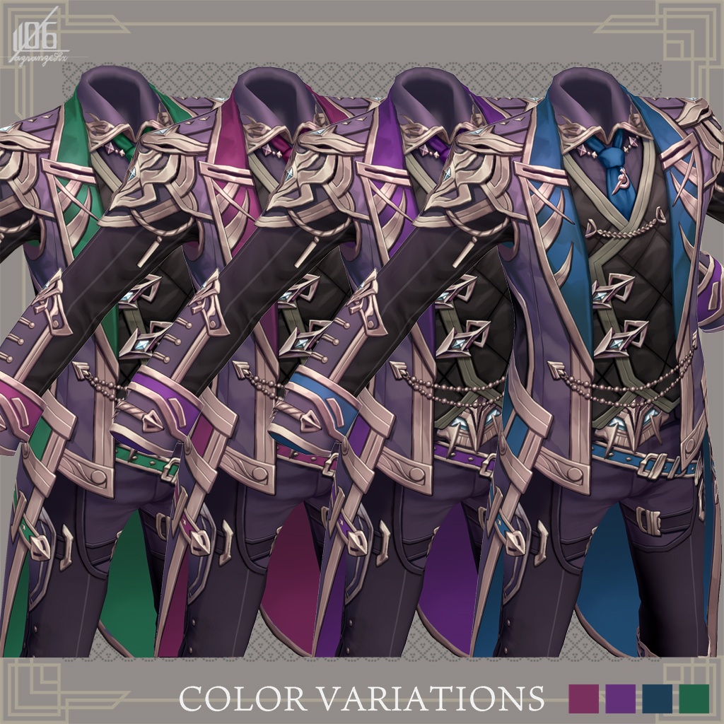 4/16グリーン追加☆★L6 knight costume ★☆(カラー×4+発光パーツ有り)【VroidStudio用正式版用衣装テクスチャ】