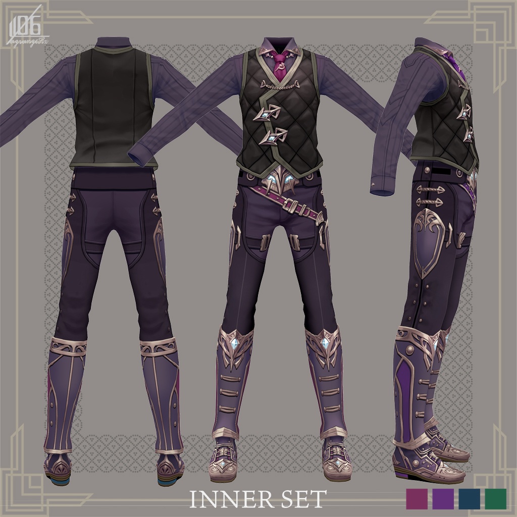 4/16グリーン追加☆★L6 knight costume ★☆(カラー×4+発光パーツ有り)【VroidStudio用正式版用衣装テクスチャ】