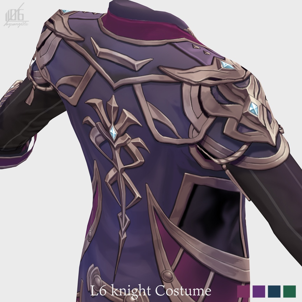 4/16グリーン追加☆★L6 knight costume ★☆(カラー×4+発光パーツ有り)【VroidStudio用正式版用衣装テクスチャ】