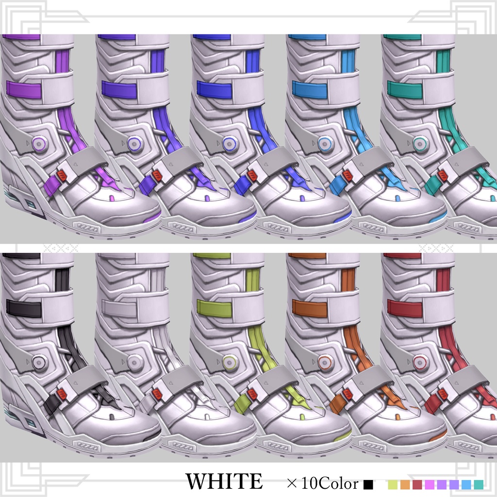 新作!★★L6 Sneaker Boots★★3×10Color【VroidStudio用正式版用衣装テクスチャ】Long Boots/ロングブーツ使用