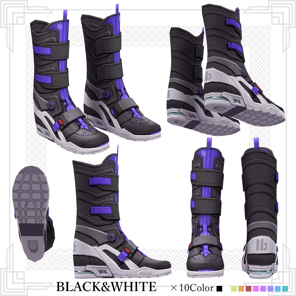 新作!★★L6 Sneaker Boots★★3×10Color【VroidStudio用正式版用衣装テクスチャ】Long Boots/ロングブーツ使用