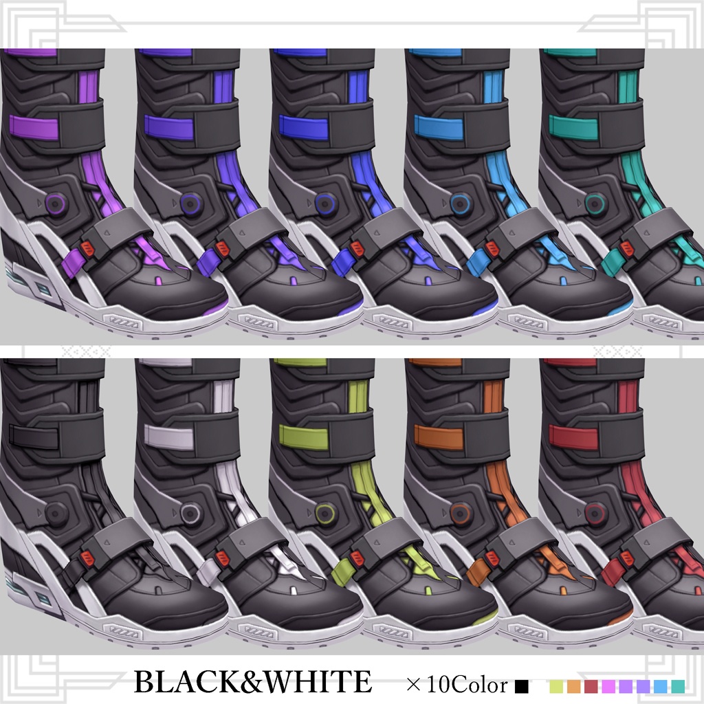 新作!★★L6 Sneaker Boots★★3×10Color【VroidStudio用正式版用衣装テクスチャ】Long Boots/ロングブーツ使用