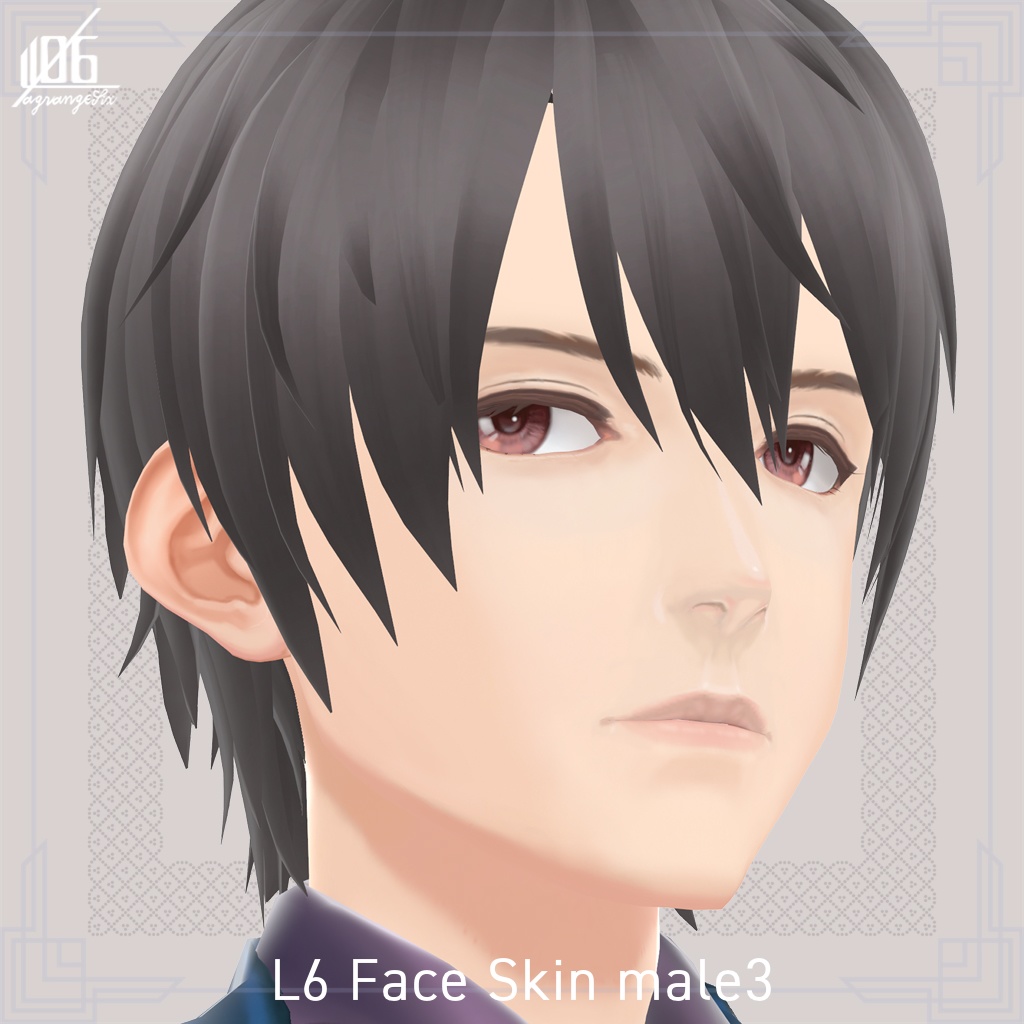 VRoid正式版☆★L6 フェイススキン3(男性用)瞳7色、耳描写有/Face Skin male 3+α★☆【VroidStudio texture「Face Skin」】