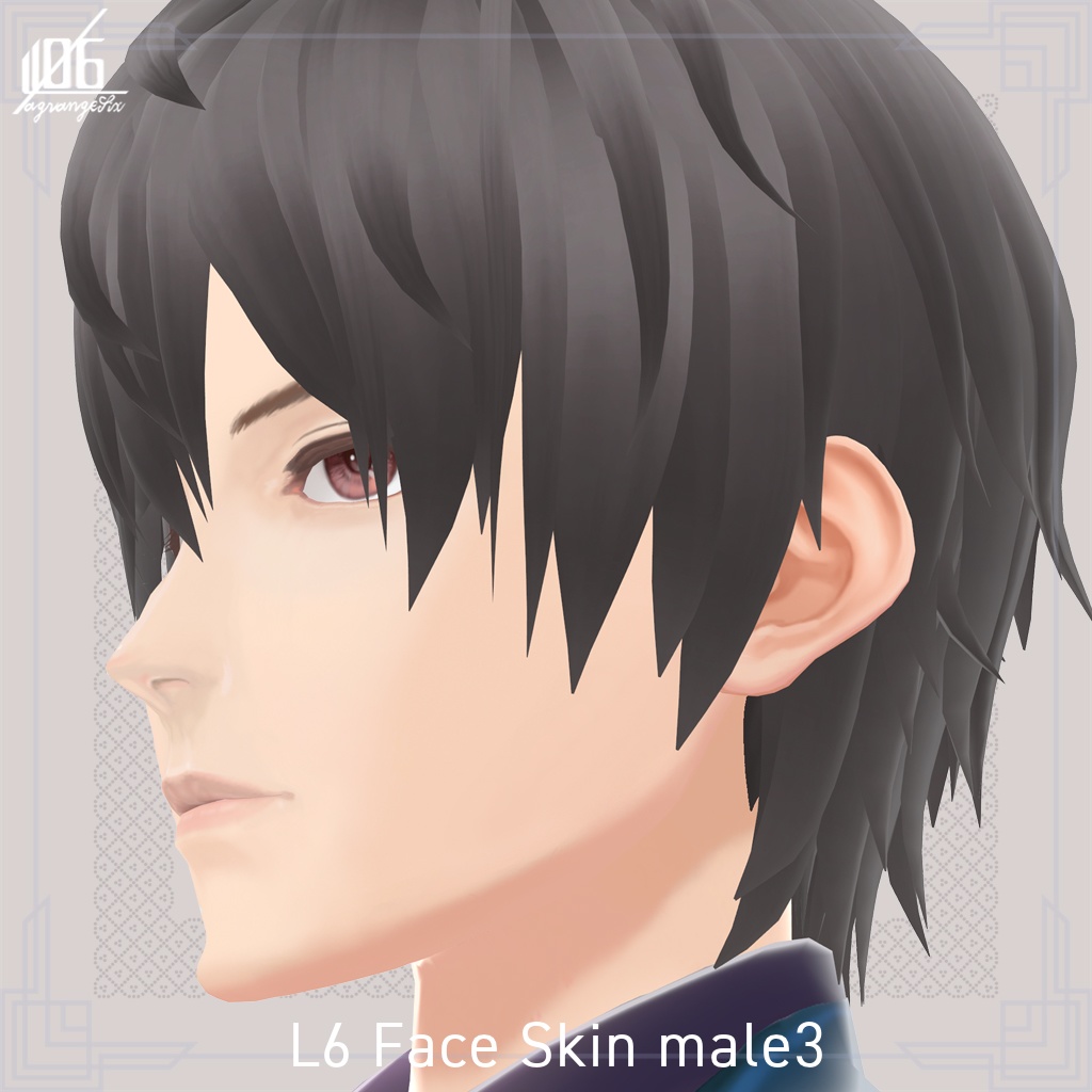 VRoid正式版☆★L6 フェイススキン3(男性用)瞳7色、耳描写有/Face Skin male 3+α★☆【VroidStudio texture「Face Skin」】