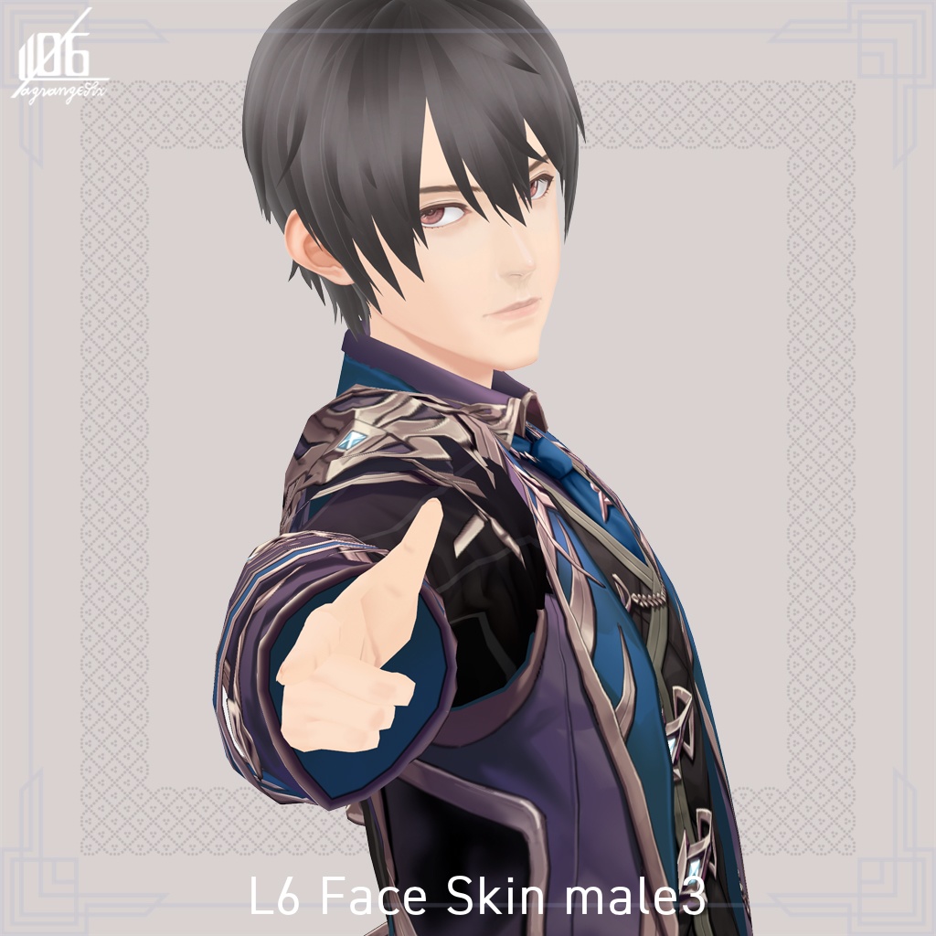 VRoid正式版☆★L6 フェイススキン3(男性用)瞳7色、耳描写有/Face Skin male 3+α★☆【VroidStudio texture「Face Skin」】