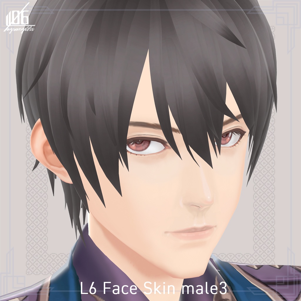 VRoid正式版☆★L6 フェイススキン3(男性用)瞳7色、耳描写有/Face Skin male 3+α★☆【VroidStudio texture「Face Skin」】