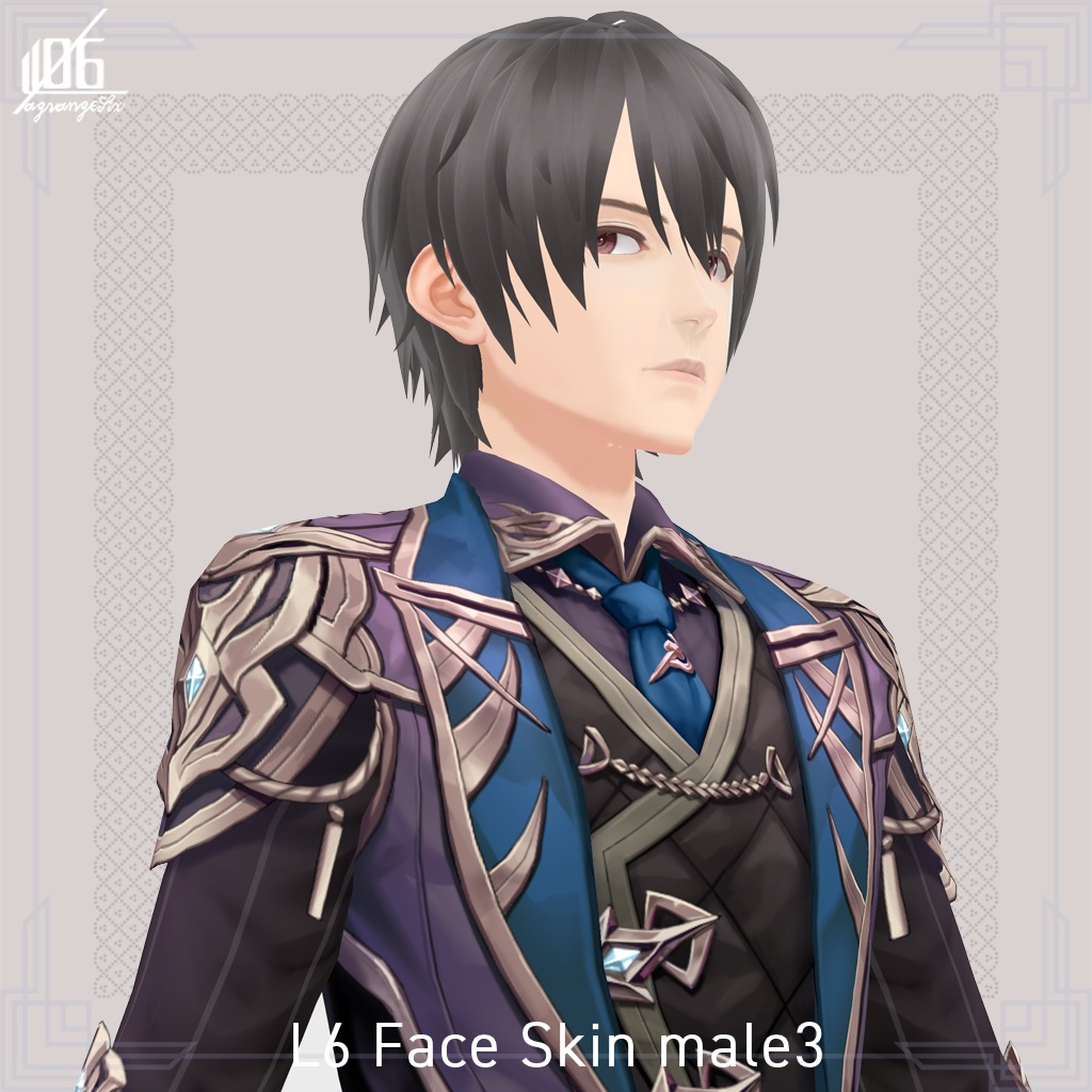 VRoid正式版☆★L6 フェイススキン3(男性用)瞳7色、耳描写有/Face Skin male 3+α★☆【VroidStudio texture「Face Skin」】