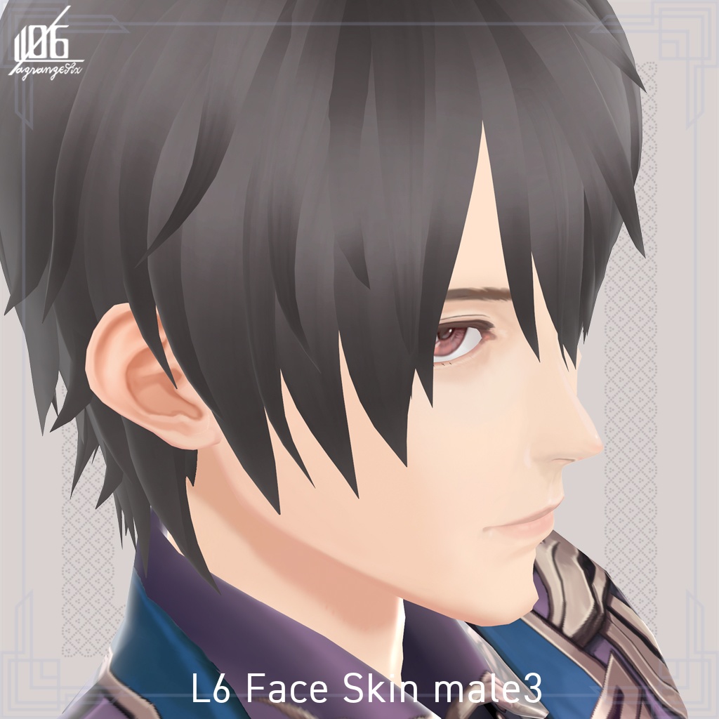 VRoid正式版☆★L6 フェイススキン3(男性用)瞳7色、耳描写有/Face Skin male 3+α★☆【VroidStudio texture「Face Skin」】