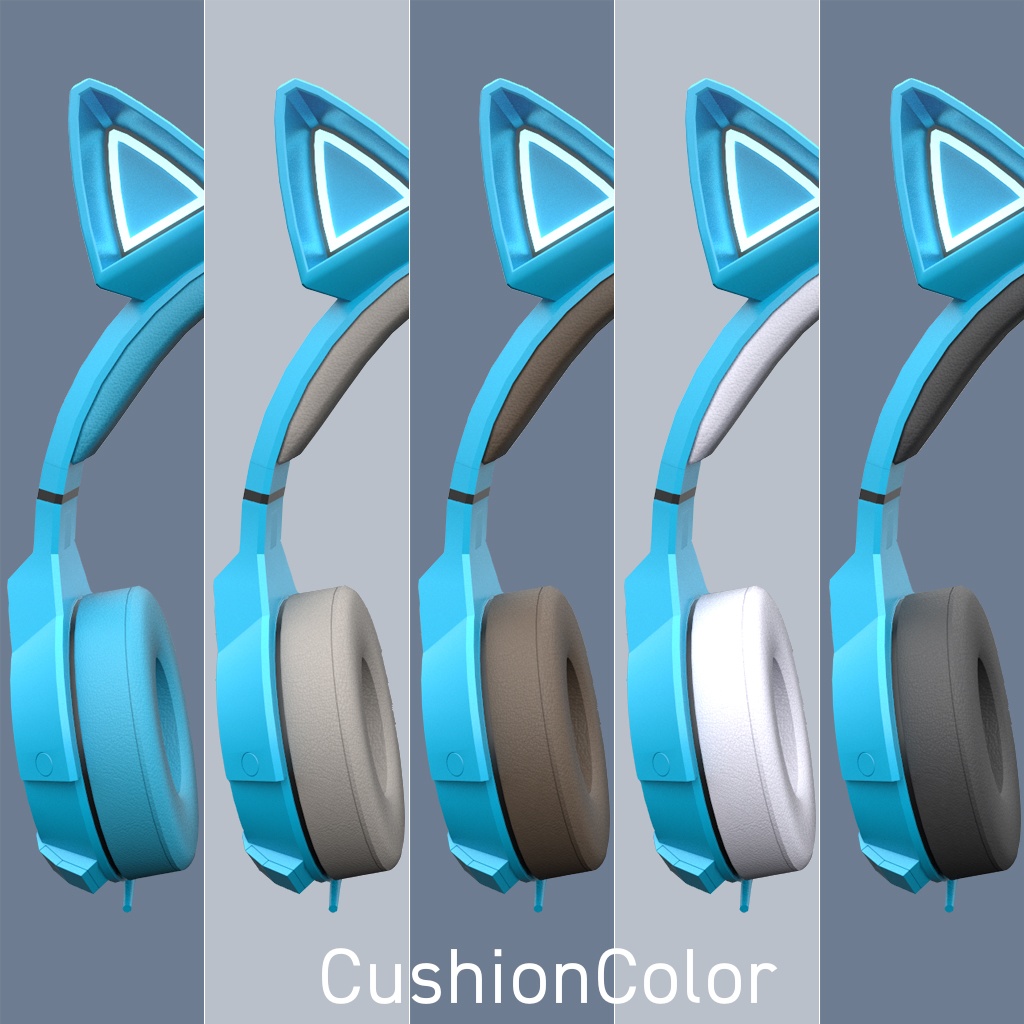 新作!☆★L6 CatEarHeadphone 38colors★☆【3Dモデル】FBXモデル/Blenderファイル/UnityPackage/ボーン設定有り